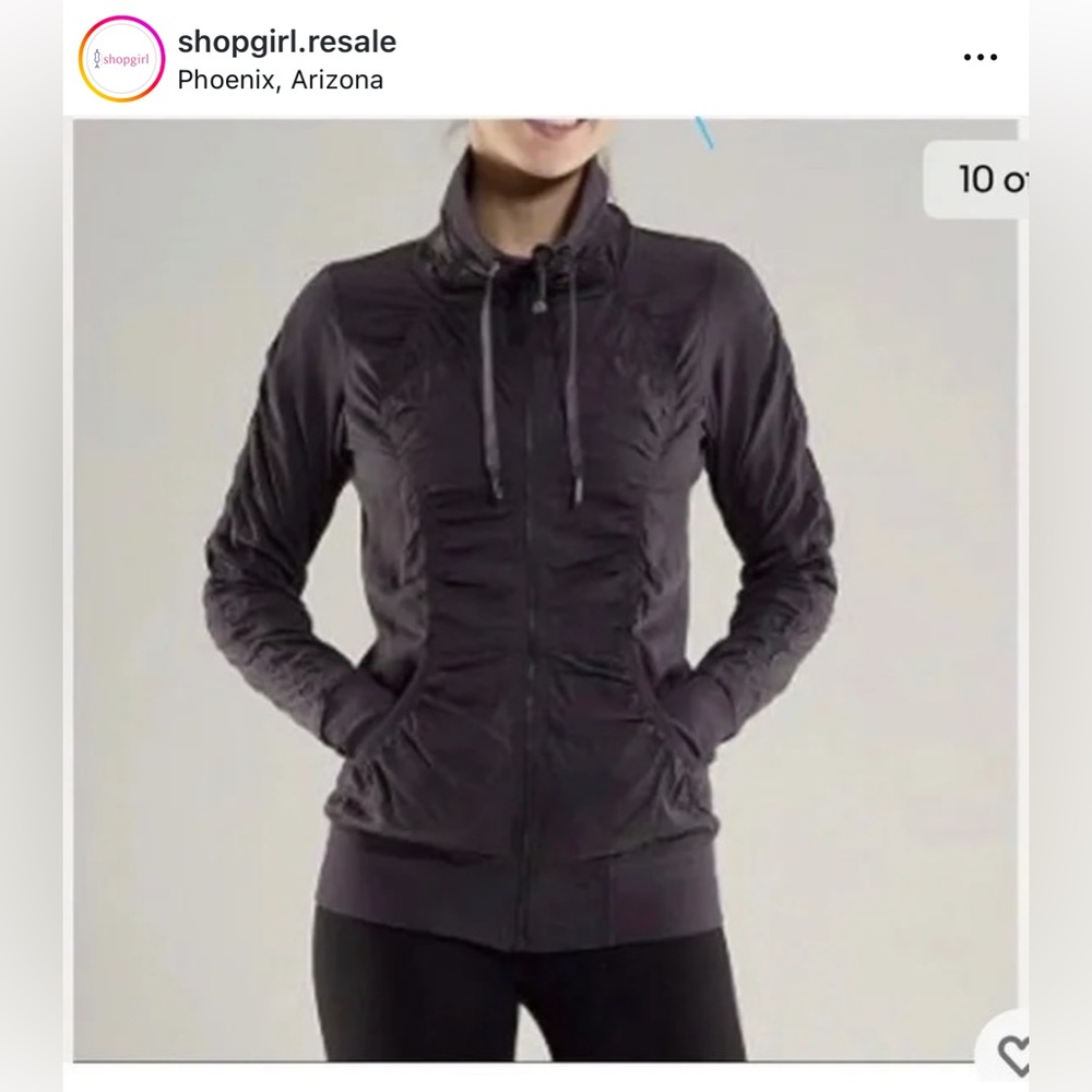 Lululemon Jacket Cool Down Coat 8 Green Gray‎ Heathered Black Reversible